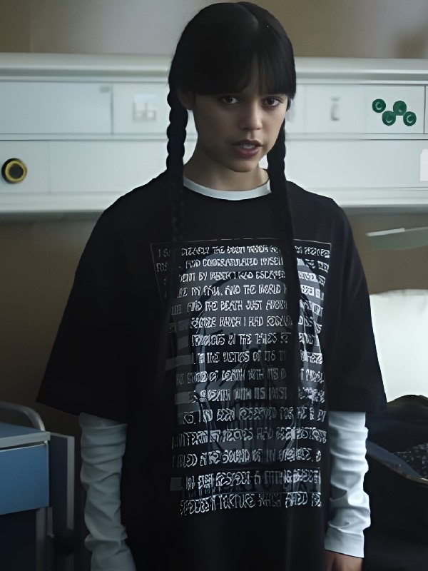 Wednesday Jenna Ortega Black Tee